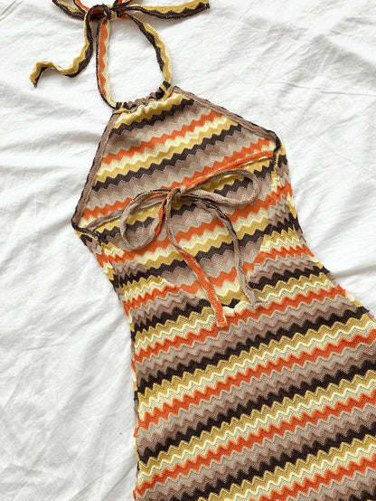 Ladies Spring/Summer Boho Chic Halter Dress Slim Sexy Mini Flowy Fashionable Women'S Clothing